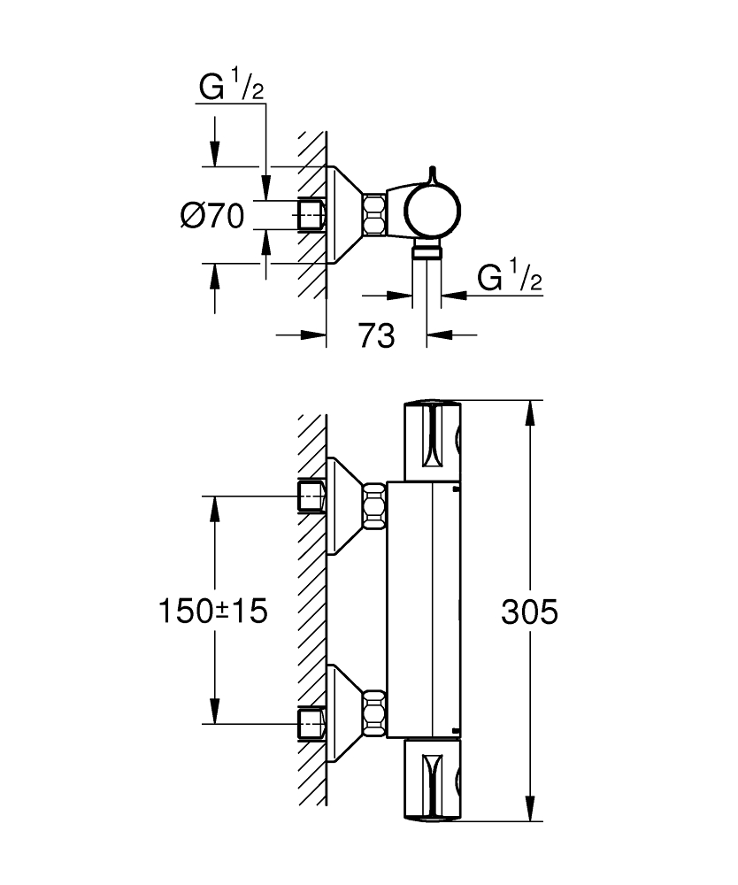 samenvoegen Ongeldig compleet Product: Grohe Grohtherm 800 thermostaatkraan 150mm - A.J. Loots